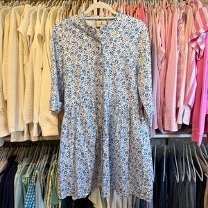 Tuckernuck Blue and White Floral Royal Shirt Dress